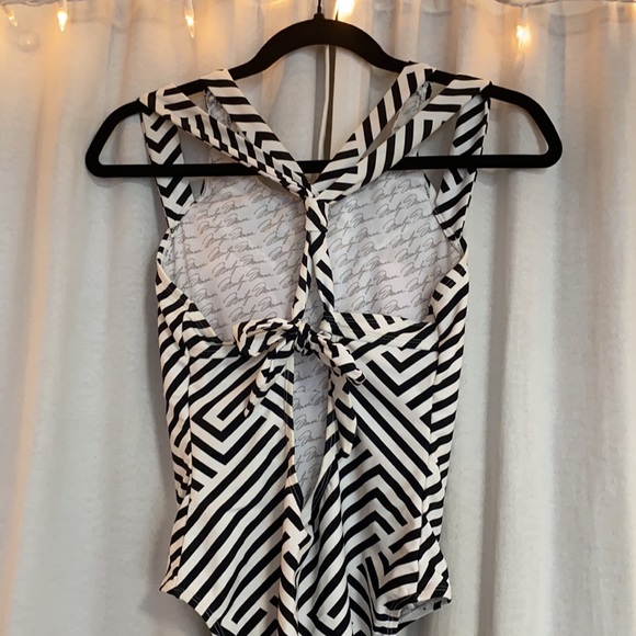 Black and white striped chevron bathing suit - Picture 2 of 3